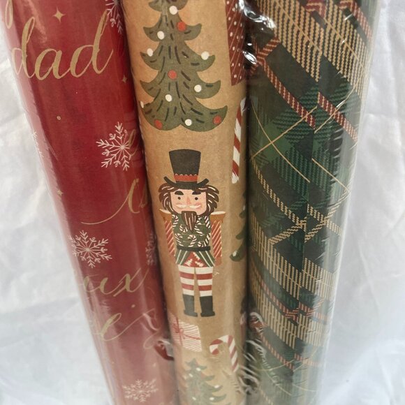 KIRKLAND SIGNATURE BRIGHT DOUBLE SIDED GIFT WRAP 3 PACK, NWT - Picture 2 of 3